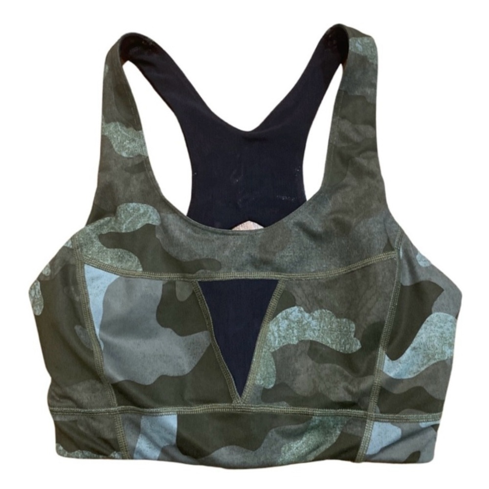 Tnf High Impact Stow N Go C/D Cups Sports Bra Camo Sz Medium